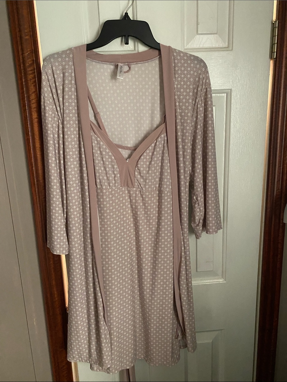 SALE!!! Marilyn Monroe Dusty Mauve Polka-Dot Nightdress & Robe Set